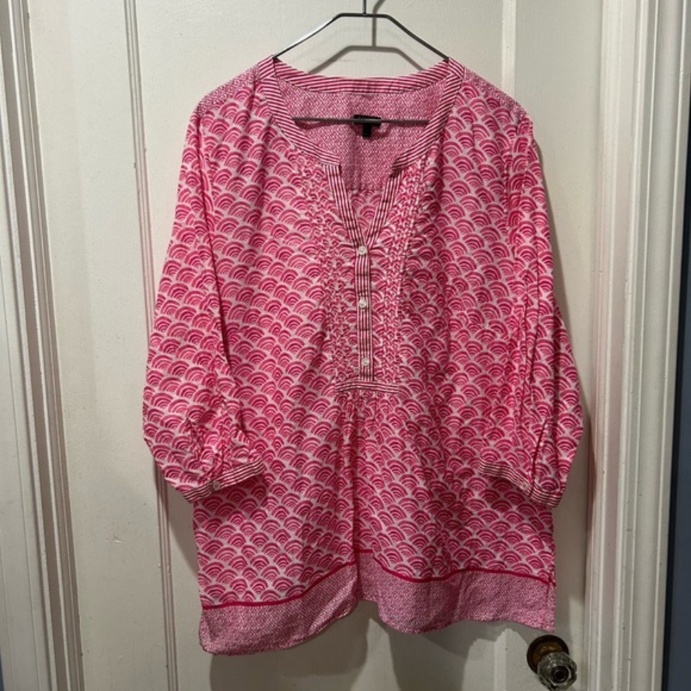 Talbots Vibrant Pink Patterned Blouse